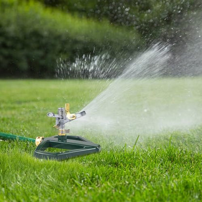 Sprinklers for Yard with Metal Base, Heavy Duty Sprinklers 360 Degree Rotating, Adjustable Zinc Alloy Sprinkler for Yard, Garden, Lawn and Large Areas