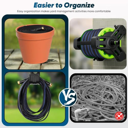 Garden Hose 50 ft, Non-Expanding Water Hose, Flexible Ultra-Light - color: Black, size: 50FT