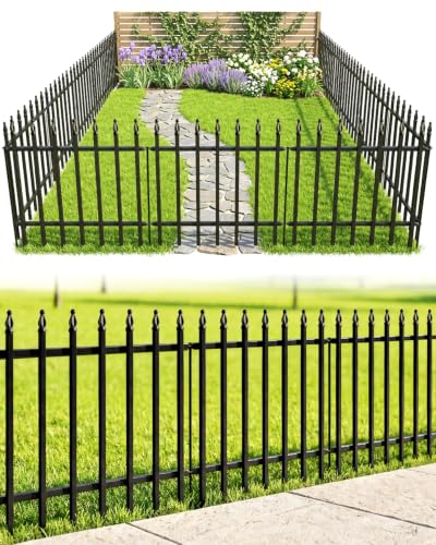 ARIFARO 5 Panels Metal Garden Fence 24" H x 24" W, Decorative Fence Panels - size: 24" high x 24" Wide