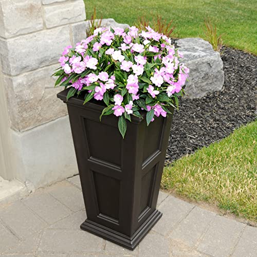 Mayne Fairfield 28in Self-Watering Tall Square Planter, Espresso - color: Espresso