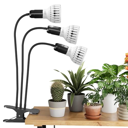 GooingTop Grow Light,24W (160Watts Equiv) 5000K White Full Spectrum LED Growing Lamp Clip on Desk for Indoor Plants,Bulbs Replaceable & Non-dimmable (Black, 240W) - size: 240W
