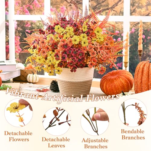 Artificial Fall Flowers for Outdoors, Fall Flowers Decor, 15Pcs Fake Mums - size: 15 pcs