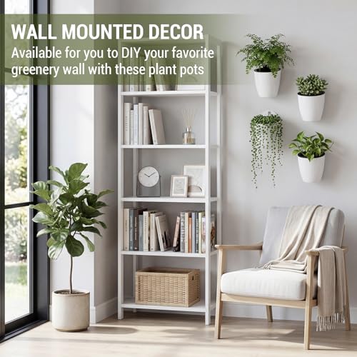 MyGift 5 Inch White Self Watering Wall Planter Pots, Set of 4 - size: Small