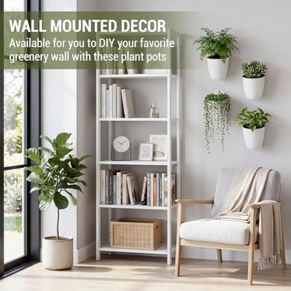 MyGift 5 Inch White Self Watering Wall Planter Pots, Set of 4 - size: Small