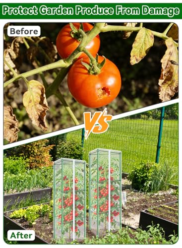 ZeeDix 61x16.1 in Garden Tomato Plant Cover Netting for Tomato Cage - size: 61inch