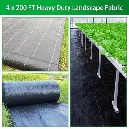 Weed Barrier Fabric Planting Cover - 4 x 200 FT Heavy Duty Landscape Fabric Ground Cover Block for Outdoor Planting - size: 4 x 200 FT