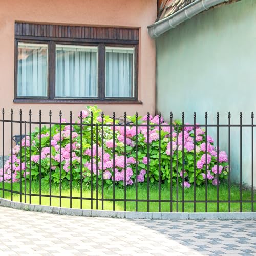 Decorative Metal Garden Fence 30" x 16', Outdoor Fence Border with Stakes - size: 30″H x 16ft（8 Panels）