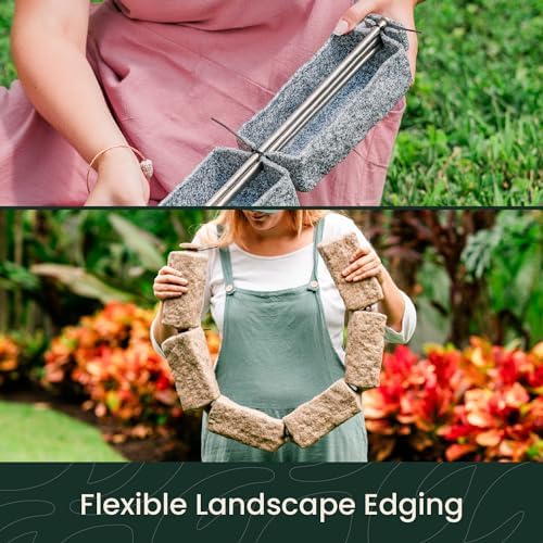 Beuta Landscape Edging | Garden Edging Border | Polyrock Bricks for Lawn edging, Flower beds, Pathways & Yard Edging– 4 Packs | Each Section Has 6 Bricks 48"L x 4"W x 2.25"H | 12 Spikes |Cobblestone - color: Cobblestone, size: 4-Pack (16 FT)