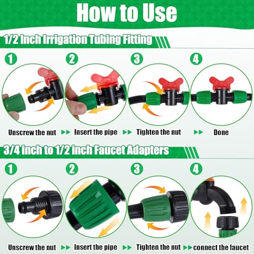 28 Pcs 1/2 Inch Drip Irrigation Fittings Kits,Drip Hose Connector - size: 28 PCS 1/2 Fitting