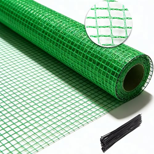 Garden Fence 4 x 100 FT, 0.4" Mesh Plastic Fencing, 50 Zip Ties Included - size: 4ftx100ft