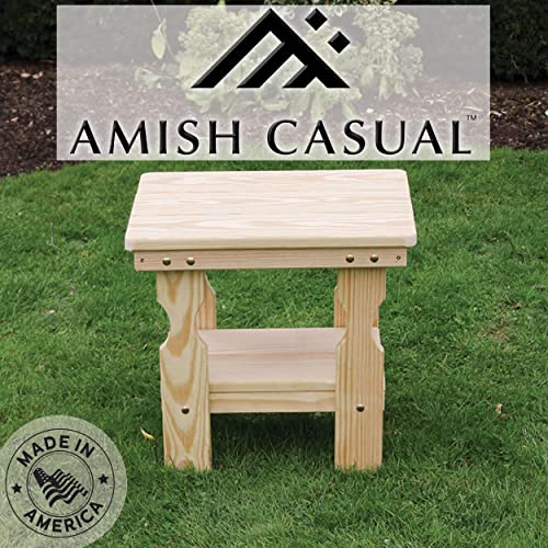 Amish Casual Heavy Duty Outdoor Unfinished End Table - Quality Crafted in The USA from Treated Pine by Amish Artisans - color: Unfinished