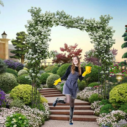 BUKLIYN Garden Arch Trellis - Garden Arch Size: 92.5in(L) * 105in(H) - color: Length: 99in-Black, size: Arch