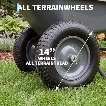 600Lb Wheelbarrow Dump Garden Cart with 4 10" All Terrain Wheels - style: Gray- 2 Wheels