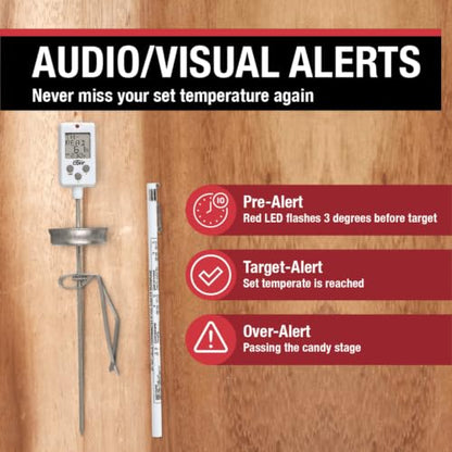 CDN Digital Thermometer Long 8'' Stainless Steel Stem, Adjustable Pot Clip, Preset Candy Stages with Audio/Visual Alerts, Instant Read For Cooking, Deep Frying & Oil - DTC450 - style: Digital Candy Thermometer