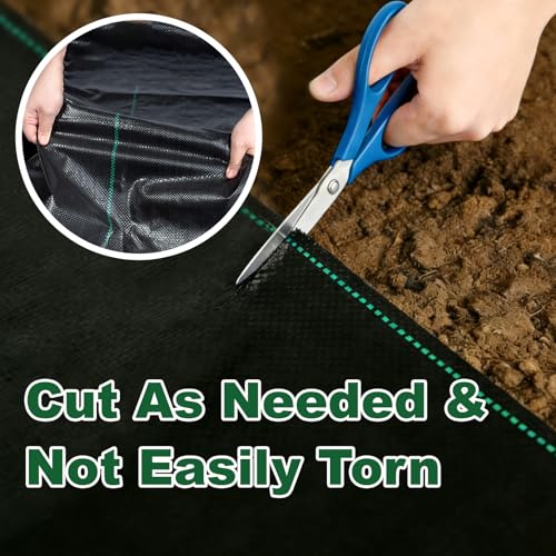 Weed Barrier Landscape Fabric 3FT x 50FT , with 20 U-Shaped Ground Stakes - size: 3FT*50FT