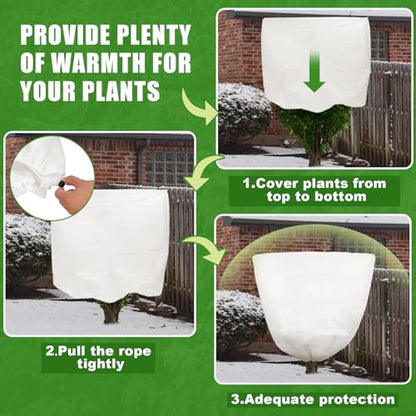 NNG 3PCS Winter Plant Covers Freeze Protection 39.4x39.4Inch Frost Blanket Shrub Covers with Drawstring Plant Protector Shrub Jacket Winter Tree Cover for Outdoor Plants, Shrub Potted Plants