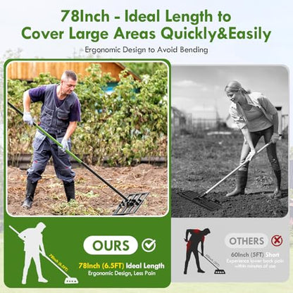 Seeutek Lawn Leveling Rake, 30" x 10" Heavy Duty Ground Leveler - size: 30"*10"