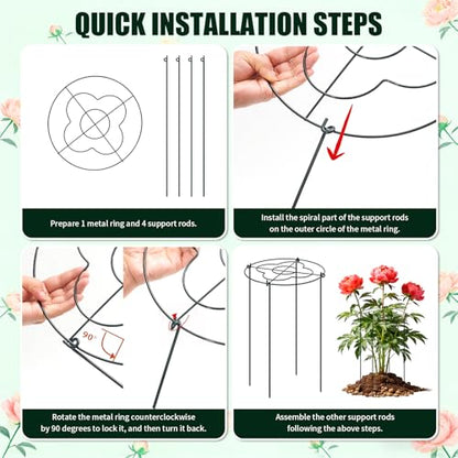 4 Pcs Peony Cages and Supports, 13"x31.5" Plant Supports for Outdoor Plants