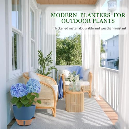 2 Pack 10 inch Plant Pots, Plastic Self Watering Planters - color: Navy Blue, size: 10 inch