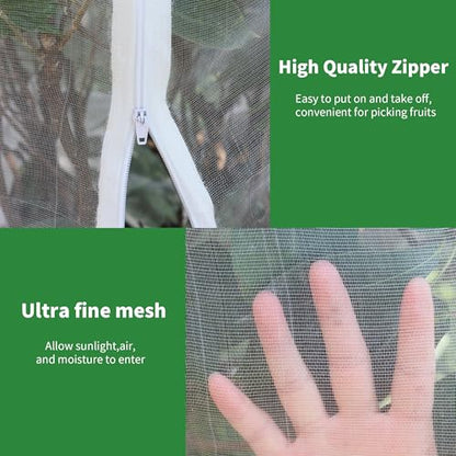 afzdby Large Garden Mesh Netting with Zipper and Drawstring,Plants Cover Protection from Anti Birds,Bugs,Cicadas,and Insects-Pest Barrier Bag for Blueberry Bushes,Tomatoes,Citrus,Fruit Tree - size: 7.21 × 5.9 FT