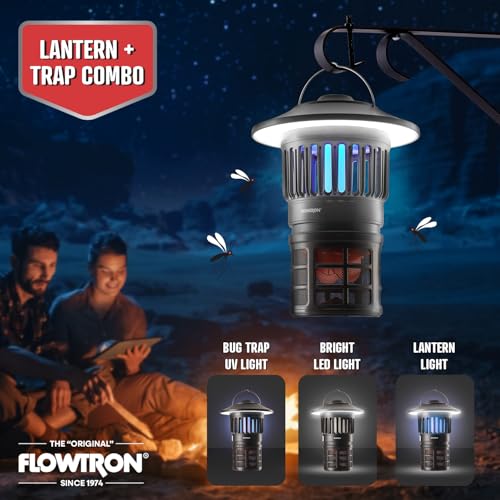 Flowtron 2-in-1 UV Mosquito Trap & LED Lantern, 21000 Sq Ft, Rechargeable