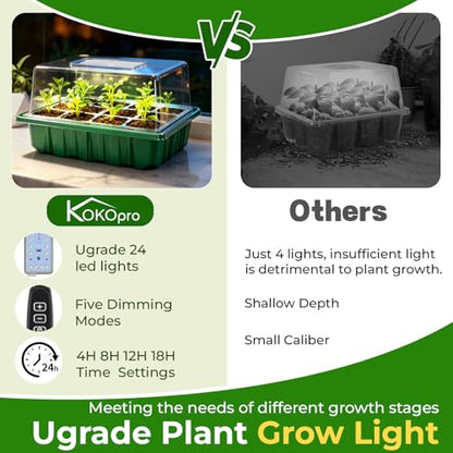 2026 Seed Starter Trays with Grow Lights and Heat Mat, 36 Extra Large Cells Plant Starting Kit, 4 Timing Set ,Humidity Domes Heightened Lids for Greenhouse Germination Seeds Growing Starting (3PACK)