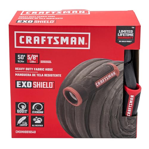 CRAFTSMAN ExoShield Heavy-Duty Fabric Hose - Industrial-Grade Lightweight Garden Hose, 50 Feet x 5/8 Inch - size: 50 Feet