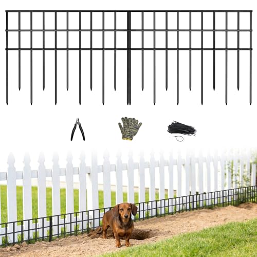 Animal Barrier Fence 21 Pack, 29.75ft Total No Dig Under Fence Barrier for Yard, Anti Digging Barrier, Rustproof Metal Garden Fence, Bottom Gap Filler for Small Dogs, Rabbits & Critters - size: 21 Panels，29.75ft(L) x 13in(H))