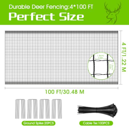 Deer Fence Netting for Garden, 4x100 FT Temporary Fence for Backyard - size: 4x100 FT