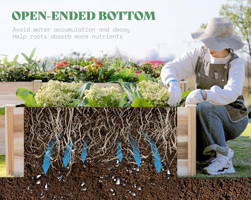 AMERLIFE H-Shaped Raised Garden Bed, 12x12x2ft, Double-Layer Planter Box - size: 12 x 12 x 2 ft