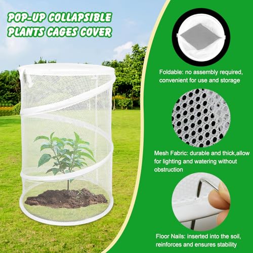 4 Pcs Pop Up Mesh Plant Cover Net 19”x 14” Foldable Tent Protectors - color: White