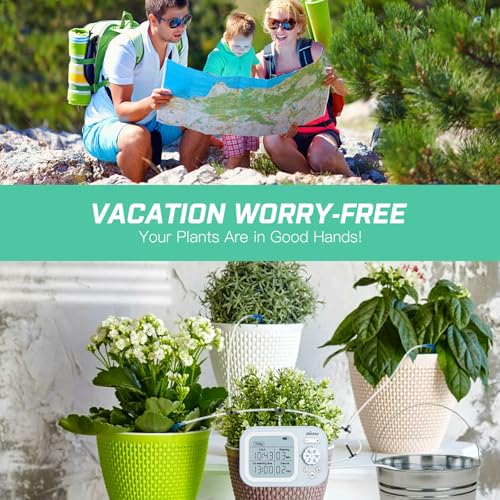 Automatic Plant Waterer Indoor Self Watering System for 15 Potted Plants, Auto Drip Irrigation Kit Programmable Water Timer with Smart Humidity Detection, Blue - color: Blue