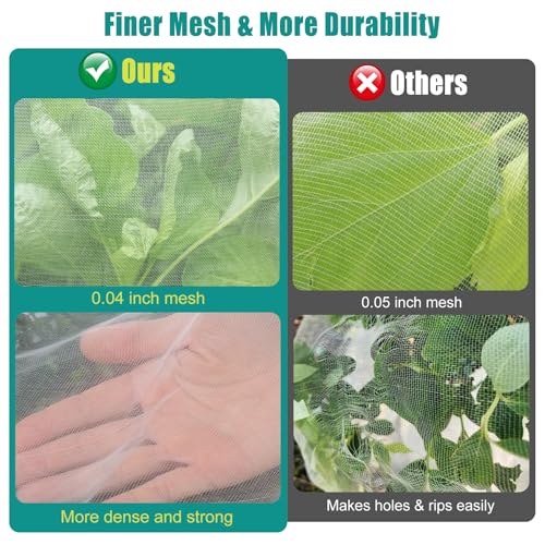 SPORTYOUTH 10x50Ft Garden Netting Ultra Fine Mesh Bird Net for Raised Beds - size: 1P-10x50ft