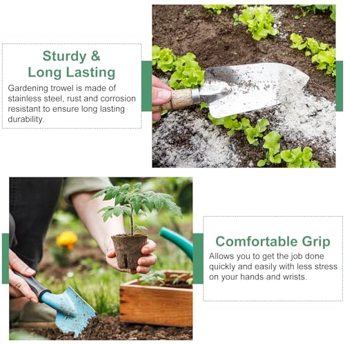 HARFINGTON Garden Hand Shovel 15.2 x 2.7 Stainless Steel Trowel Garden Tool for Digging Planting Transplanting, Red