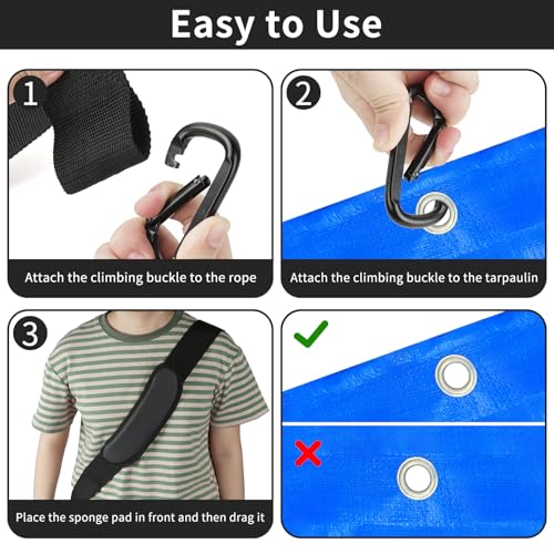 10.2 ft Heavy-Duty Leaf Tarp Pulling Strap with Padded Shoulder Support