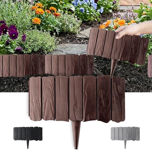 11.42 inch x 8pcs Garden Edging Border Brown Light Easy Install - color: 8pc-Brown