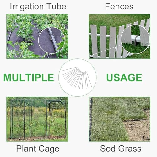 Landscape Staples, 20 Packs 6 Inches Heavy Duty 11 Gauge Galvanized Steel Garden Stakes Staples Securing Pegs for Securing Weed Fabric Landscape Fabric Netting Ground Sheets and Fleece