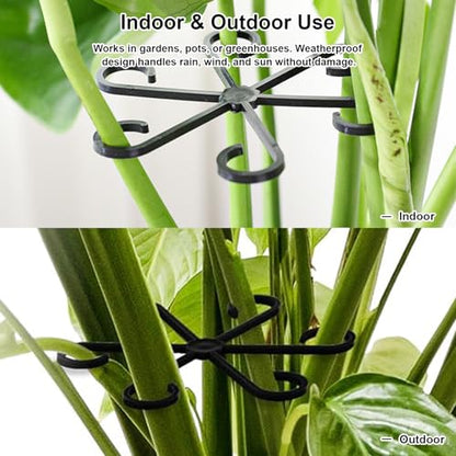 12pcs Climbing Houseplant Stem Supports,Plant stem Support Indoor Outdoor Use,Stem Hook Growth Accessories for Plant Garden, Promotes Upright Growth and Airflow(Black) - size: 12PCS