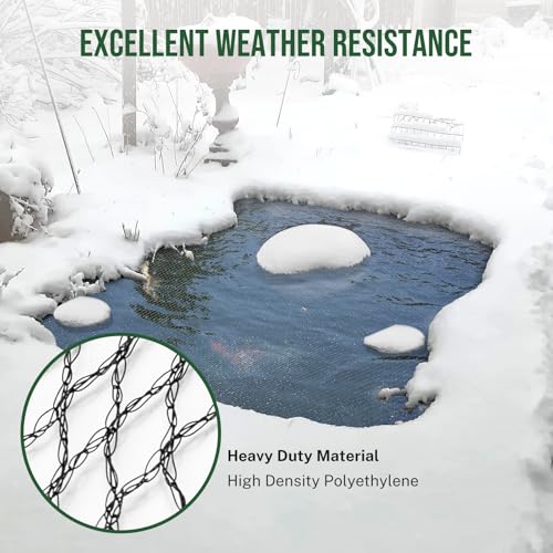 Pond Netting for Koi Ponds, 7 x 10ft Koi Pond Net Cover, Durable & Sturdy Pond Netting Cover for Leaves, Protect Koi Fish Against Herons, Raccoons, Cats & Predators, 12pcs Stakes Included - size: 7 × 10 ft