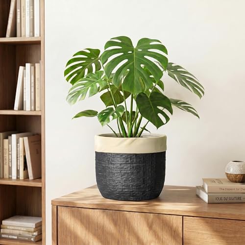 8 Inch Planter, Ceramic Pots for Plants, Round Flower Pot, Black - color: Black, size: 8 Inch