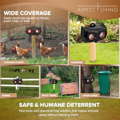 4 Pack Solar Animal Repellent Lights with Flashing Red LEDs