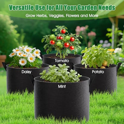 FEED GARDEN 25 Gallon Plant Grow Bags 8 Pack 300G Fabric Pots with Handles - size: 25 Gallon