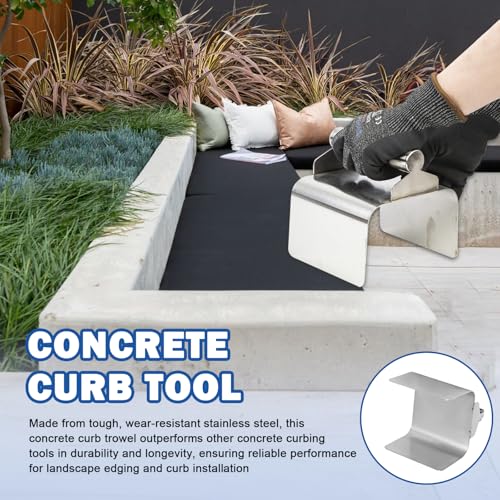 Concrete Curb Trowel, Concrete Curbing Tools, Landscape Curb Trowel with Putty Knife(Rectangular)