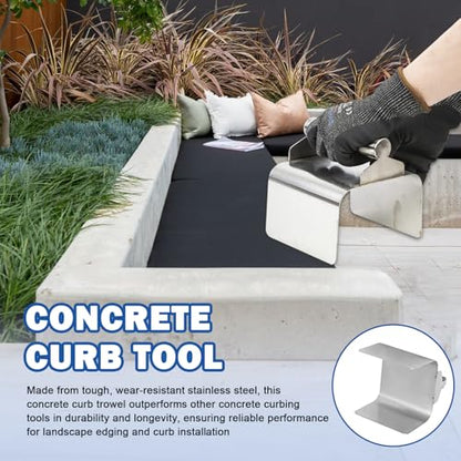 Concrete Curb Trowel, Concrete Curbing Tools, Landscape Curb Trowel with Putty Knife(Rectangular)