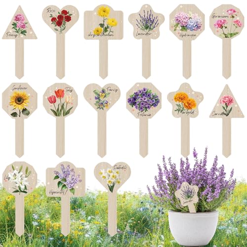 JUYRLE Plant Label Signs- 15PACK Flower Plant Markers, Herb Plant Tags for Outdoor Garden Waterproof, Gardening Supplies with Names, Indoor Patio Tags for Greenhouse Flowers Greenery Seedling - style: Flower-PVC