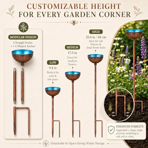 Teenyyou 9 Pcs Bee Watering Station for Garden Metal Watering Cup, Blue - color: Blue