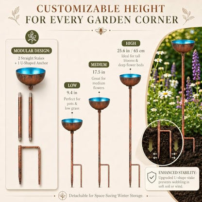 Teenyyou 9 Pcs Bee Watering Station for Garden Metal Watering Cup, Blue - color: Blue