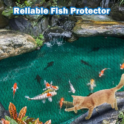 Pond Netting, 15x20FT Heavy Duty, Extra Strong Rip Proof Mesh with Reinforced Edges, Garden Net for Koi Fish Pond Protection from Raccoons, Herons, Leaves, UV Resistant & No-Sag Design - size: 15*20ft