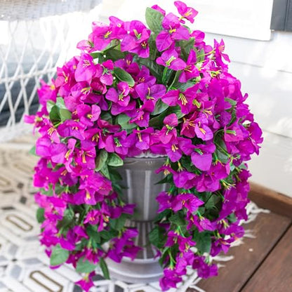 2 PCS Bougainvillea Artificial Hanging Flowers Plants for Outdoors, Purple - color: Purple