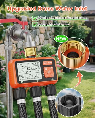 Sprinkler Timer 3 Zone with Brass Inlet Water Timer for Garden - size: 3 Outlet